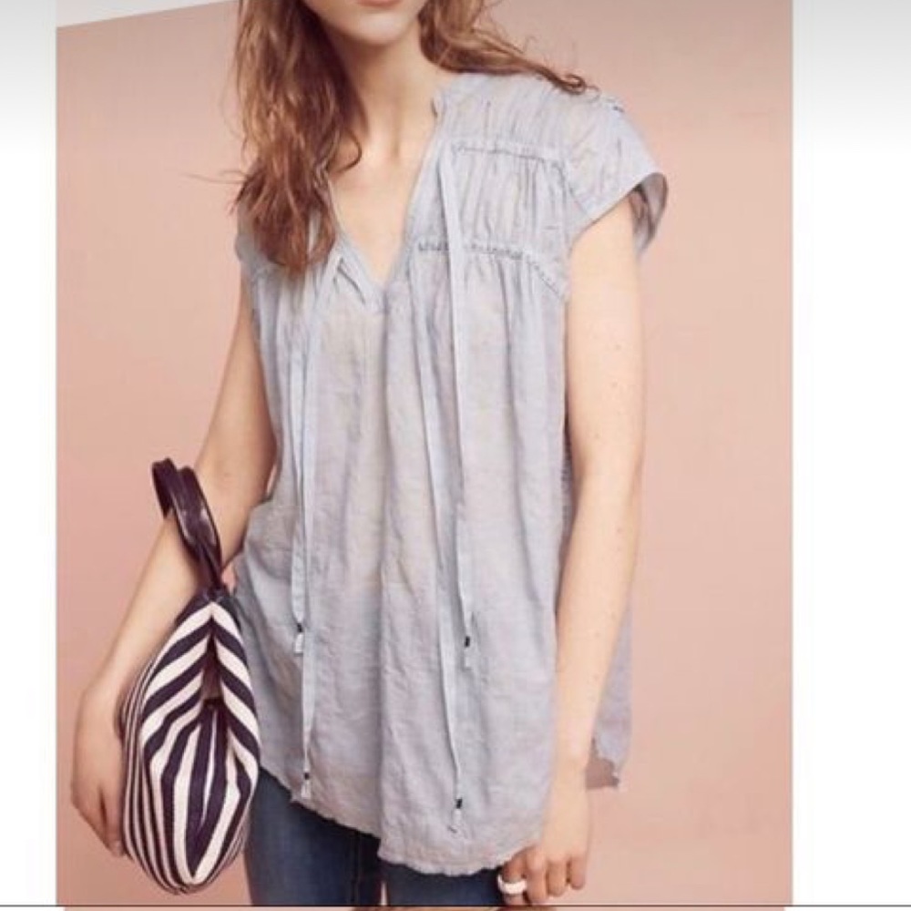 Anthropologie akemi kin blue tassel top boho Renee